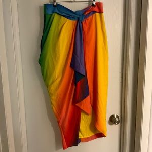 NY &Co Rainbow Colored Faux Wrap Skirt-Large